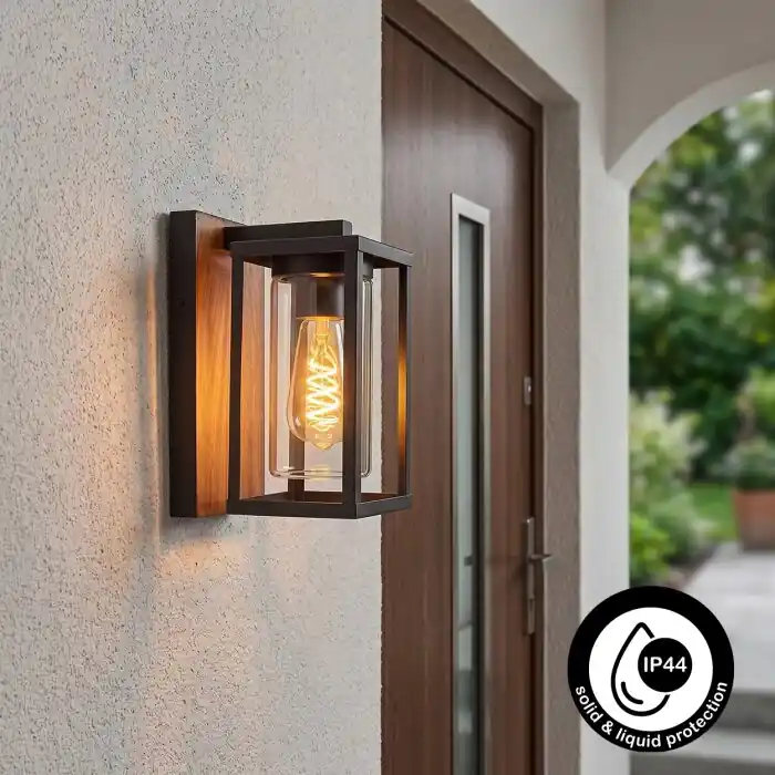 Portalis Wandlamp voor buiten Bruin, houtlook, Zwart, 1-licht Must-Have