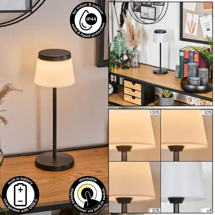 Algeraz Buiten tafellamp, Tafellamp LED Zwart, 1-licht Gecertificeerd