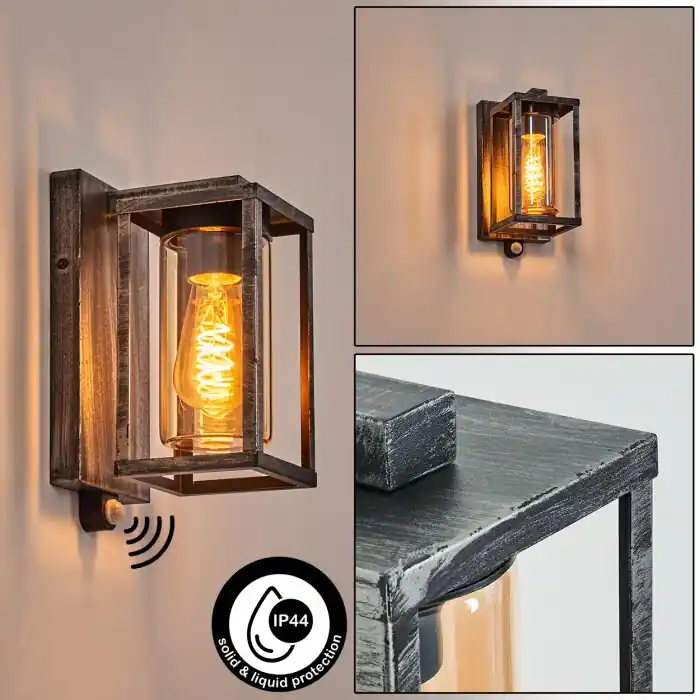 Superprijs Portalis Wandlamp voor buiten Zwart, Zilver, 1-licht, Bewegingsmelder