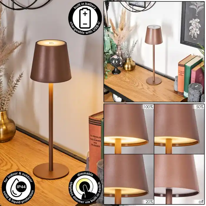 Snelle Levering Vannie Buiten tafellamp, Tafellamp LED Bruin, 1-licht