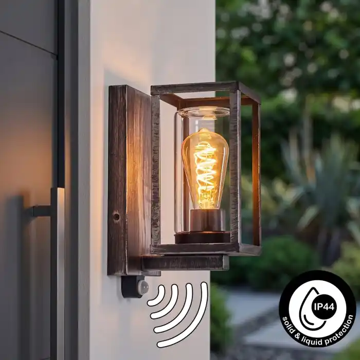 Portalis Wandlamp voor buiten Zwart, Zilver, 1-licht, Bewegingsmelder Speciale Aanbieding