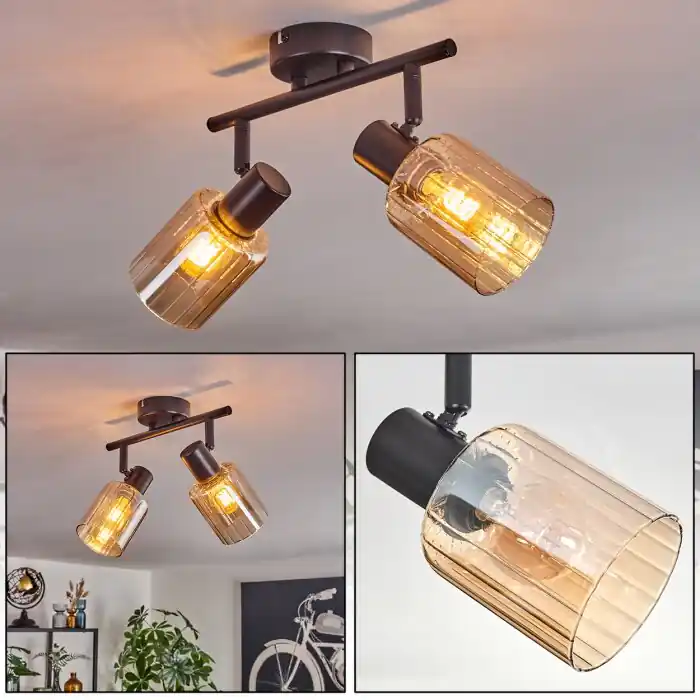 Aggebu Plafondlamp Zwart, 2-lichts Laatste Versie