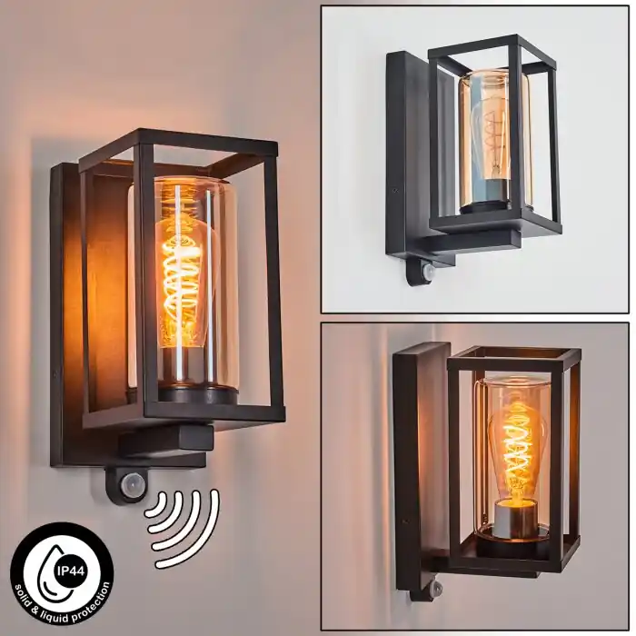 Aanbieding Portalis Wandlamp voor buiten Zwart, 1-licht, Bewegingsmelder