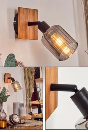 Aggebo Wandlamp, Wandspot Natuurlijke kleuren, Zwart, 1-licht Korting