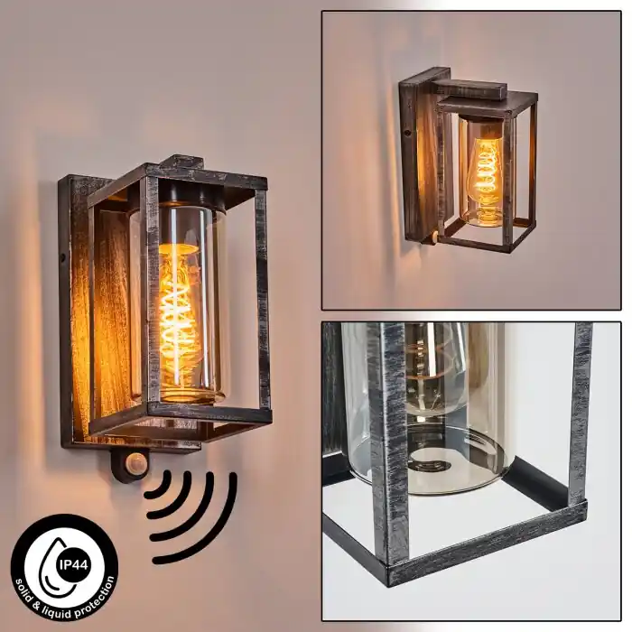 Portalis Wandlamp voor buiten Zwart, Zilver, 1-licht, Bewegingsmelder Beste Prijs