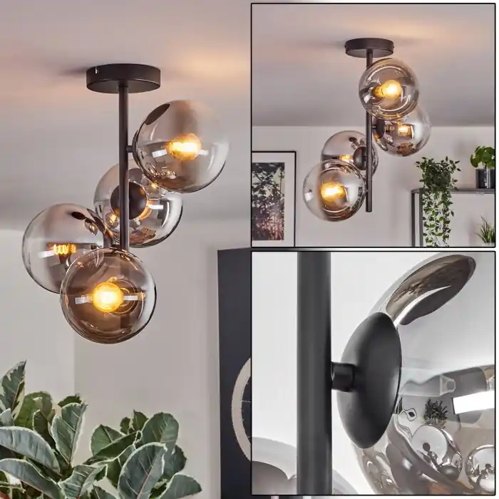 Koop Vandaag Gastor Plafondlamp, Kogellampje Chroom, Duidelijk, Rookkleurig, 4-lichts