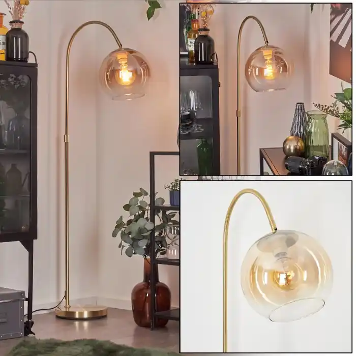Aanbieding Koyoto Kogellampje, Staande lamp, Booglampen Messing, 1-licht