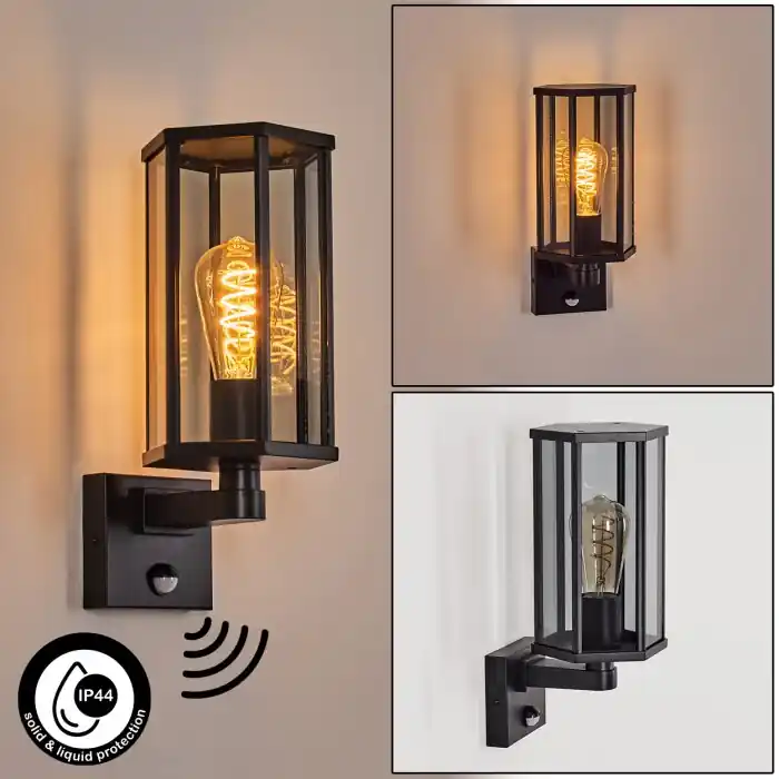 Monfanim buitenwandlamp, wandlamp voor buiten, industrieel modern, hoekig E27 IP44 Seizoensaanbieding