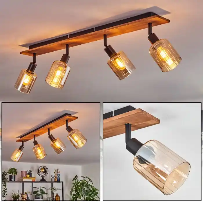 Aggebu Plafondlamp Natuurlijke kleuren, Zwart, 4-lichts Hete Deal