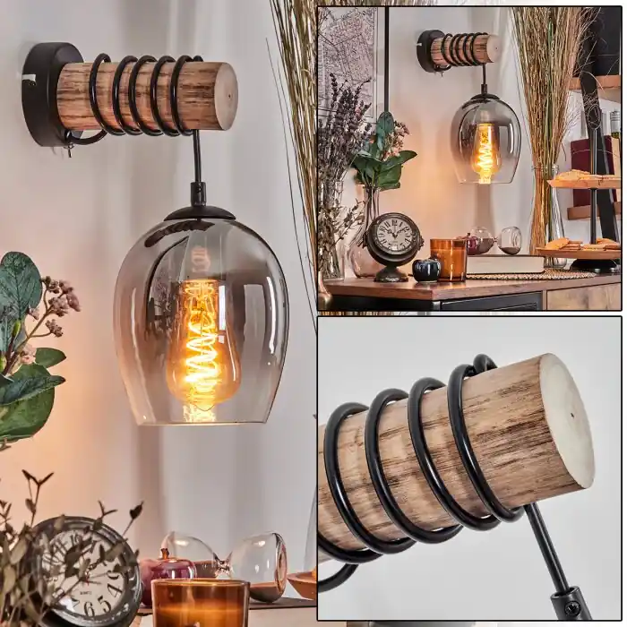 Laatste Kans Vevino Kogellampje, Wandlamp Natuurlijke kleuren, Zwart, 1-licht