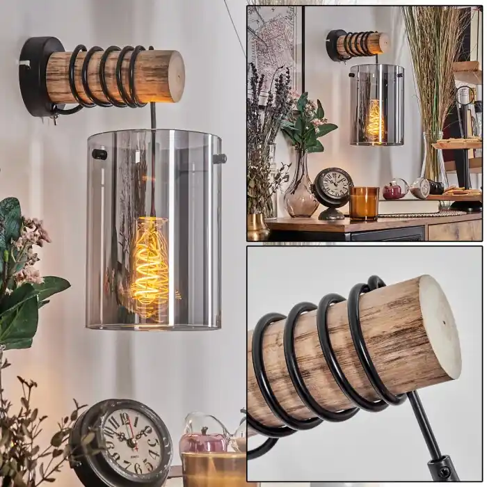 Parane Wandlamp Natuurlijke kleuren, Zwart, 1-licht Tijdelijk Beschikbaar