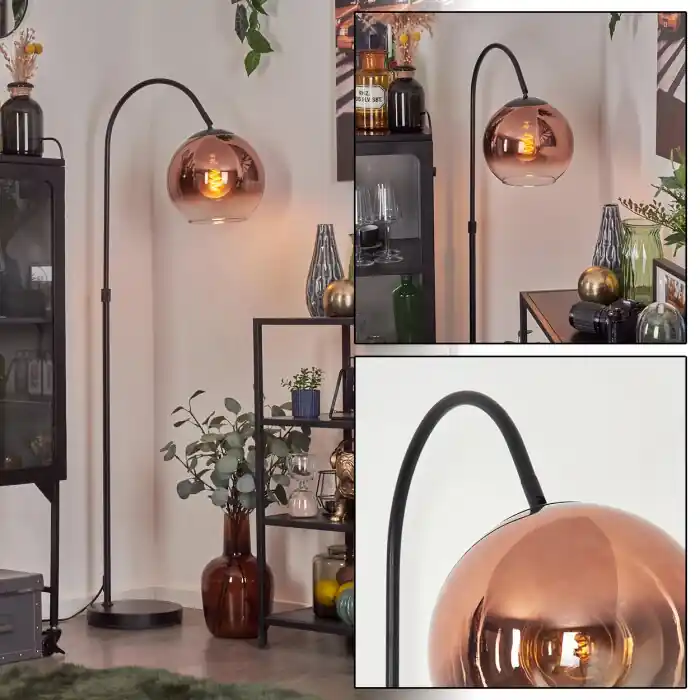 Koop Vandaag Koyoto Kogellampje, Staande lamp, Booglampen Duidelijk, Koperkleurig, 1-licht