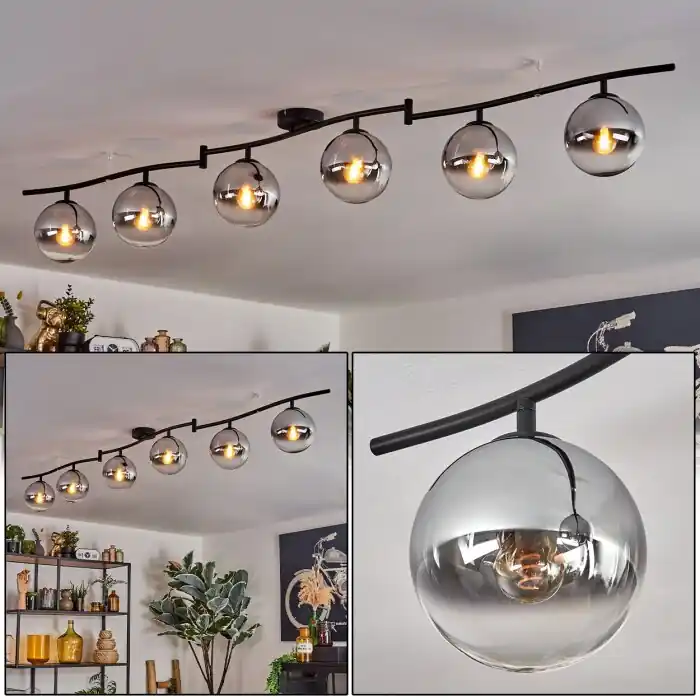 Meest Verkocht Gastor Plafondlamp, Kogellampje Chroom, Duidelijk, Rookkleurig, 6-lichts