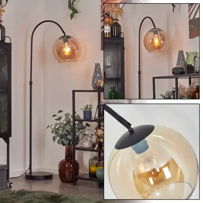 Koyoto Kogellampje, Staande lamp, Booglampen Amber, 1-licht Finale Uitverkoop