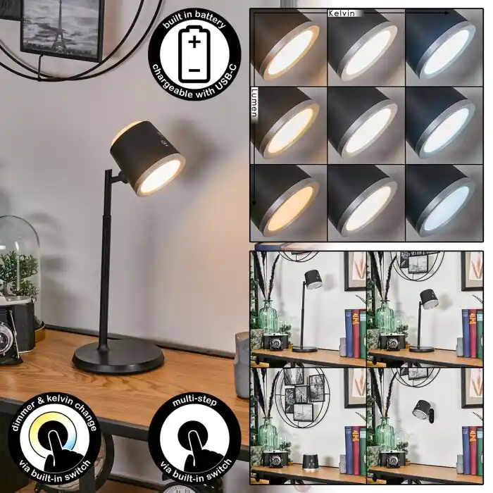 Superprijs Krumstorp Tafellamp, Wandlamp, Leeslamp LED Zwart, 1-licht