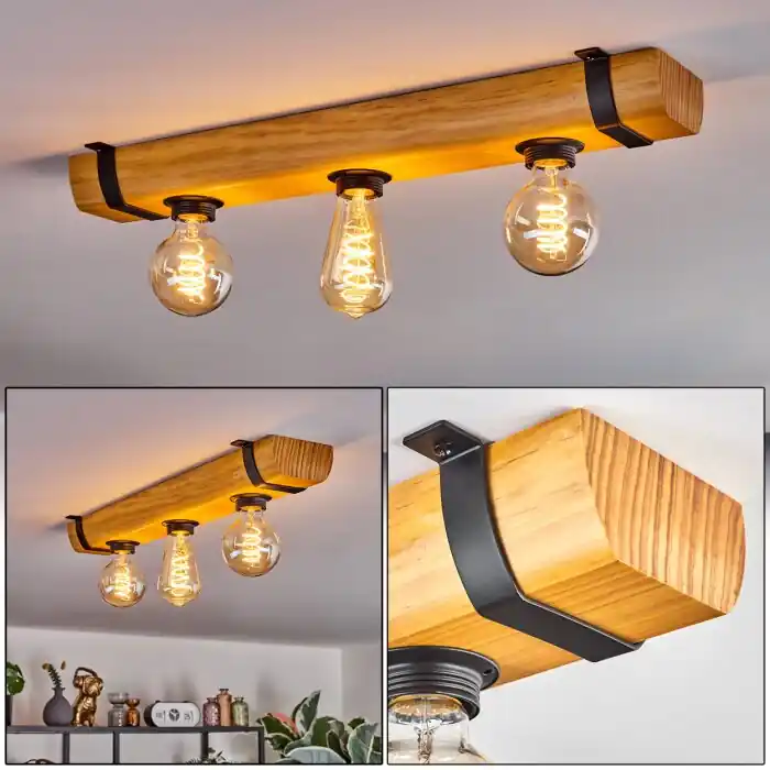 Skads Plafondlamp Natuurlijke kleuren, Zwart, 3-lichts Merkproduct