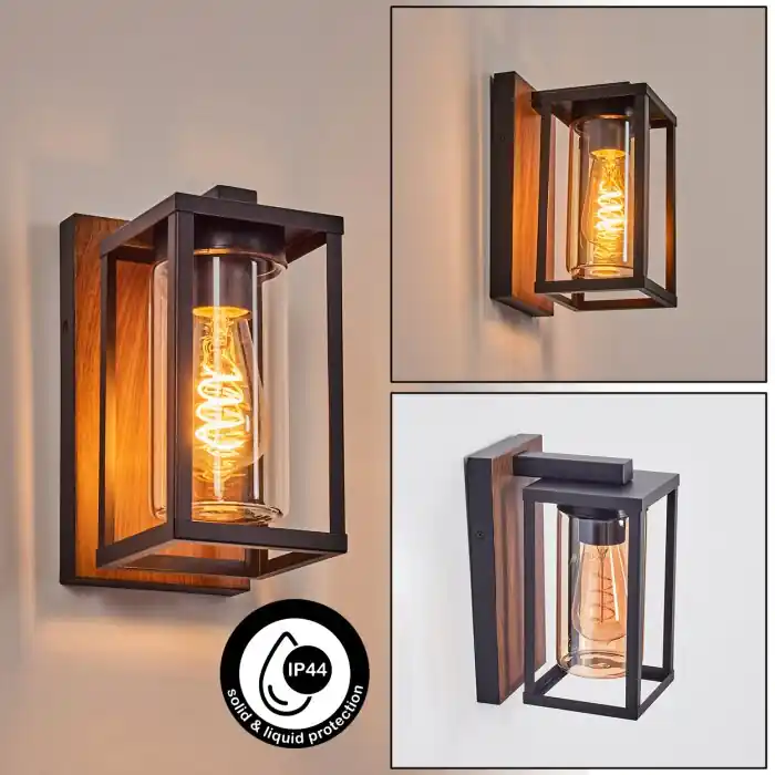 Portalis Buitenlicht, Wandlamp voor buiten Bruin, houtlook, Zwart, 1-licht Bestseller