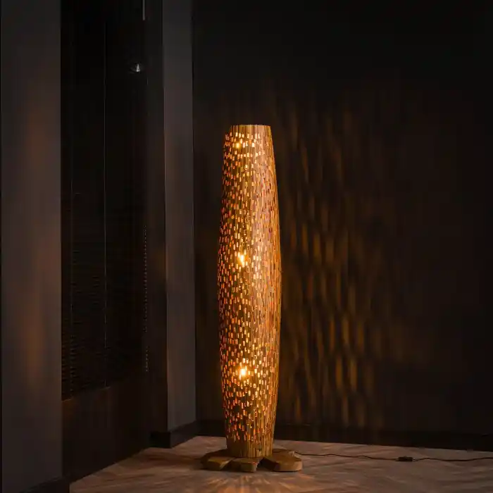 Stehleuchte Staande lamp Bruin, Natuurlijke kleuren, 3-lichts Flitsaanbieding