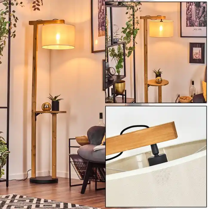 Superprijs Bassagoda Staande lamp Natuurlijke kleuren, Zwart, 1-licht