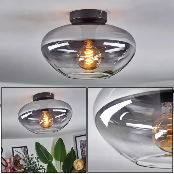 Finale Uitverkoop Mertola Plafondlamp Duidelijk, Rookkleurig, 1-licht