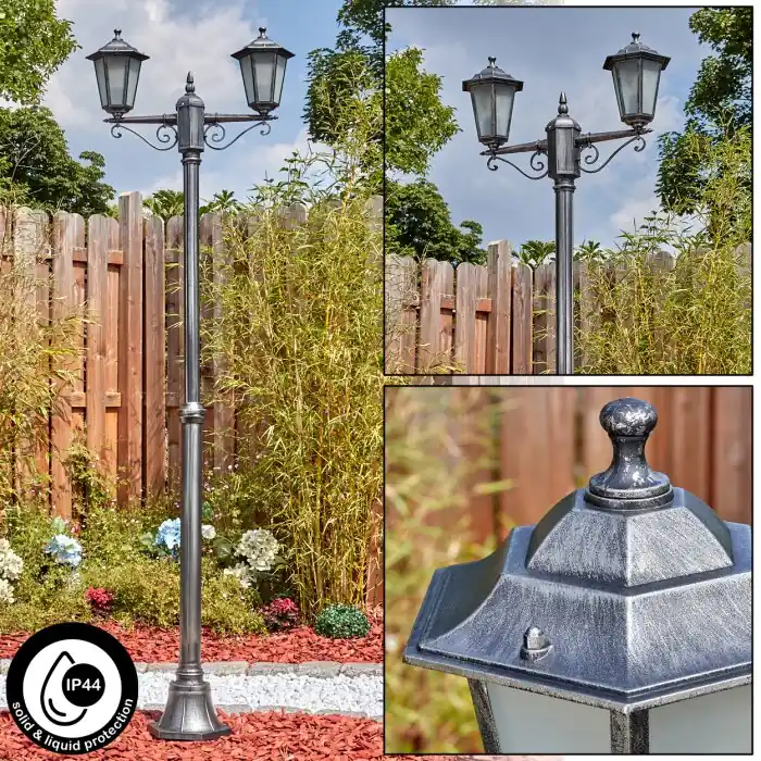 Loria Buitenlicht, Kandelaar, Pad licht Zwart, Zilver, 2-lichts Koop Vandaag