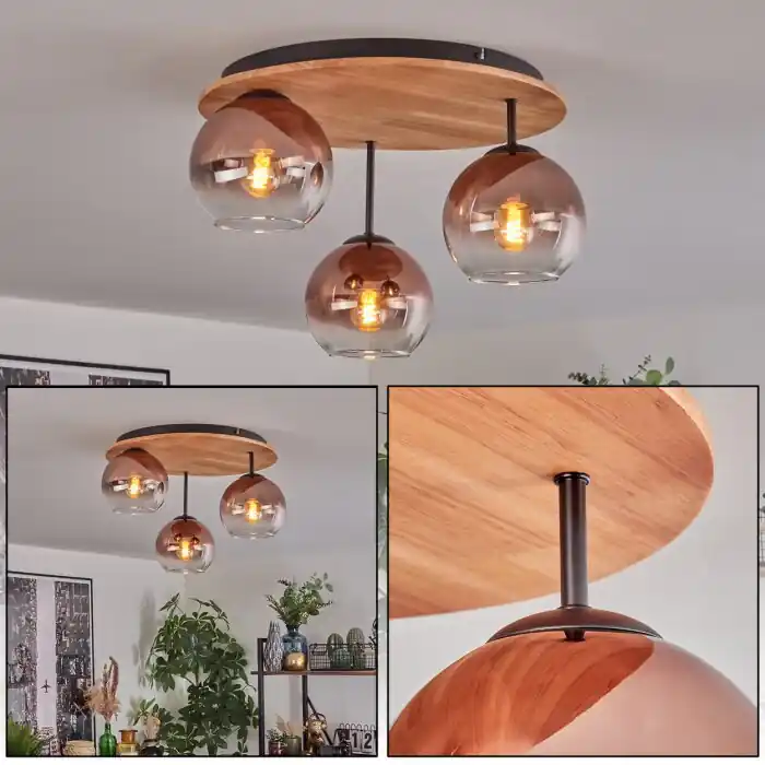 Op = Op Koyoto Plafondlamp, Kogellampje 40 cm Natuurlijke kleuren, Zwart, 3-lichts