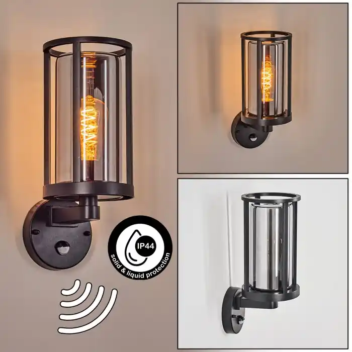 Martinha Wandlamp voor buiten Zwart, 1-licht, Bewegingsmelder Actieprijs