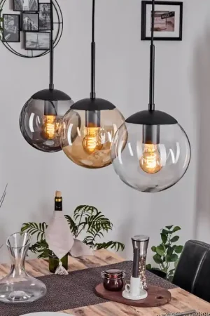 Actieprijs Gastor Hanglamp, Kogellampje Amber, Duidelijk, Rookkleurig, 3-lichts