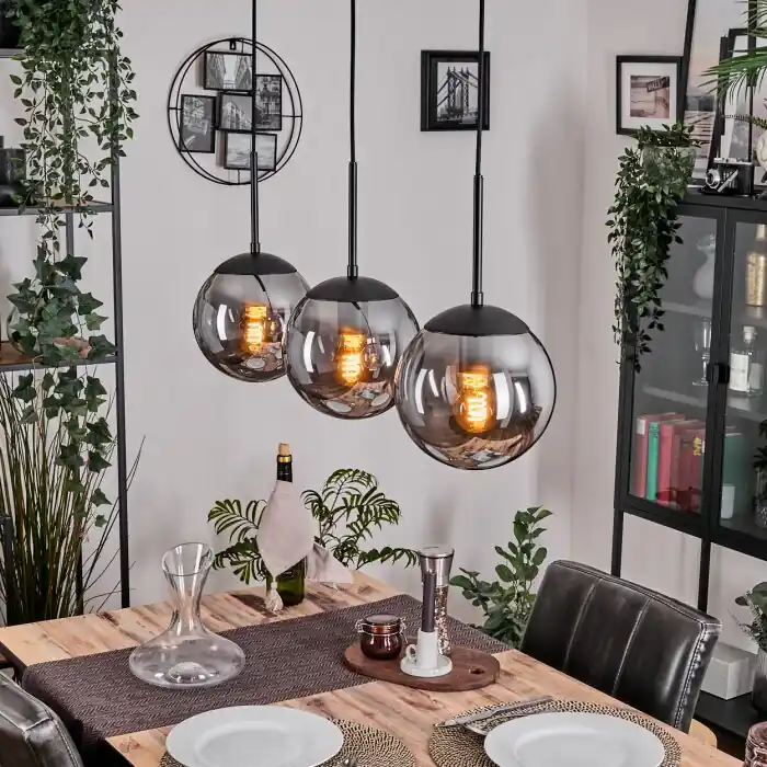Veilige Betaling Gastor Hanglamp, Kogellampje Duidelijk, Rookkleurig, 3-lichts