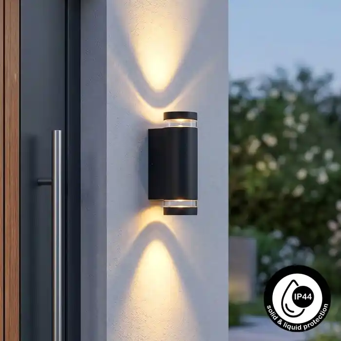 Weekendaanbieding Tagish Wandlamp voor buiten, Licht omhoog & omlaag Zwart, 2-lichts