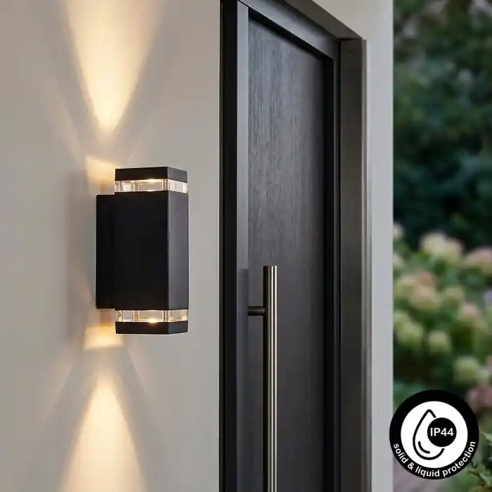 Voordeelprijs Travassos Wandlamp voor buiten, Licht omhoog & omlaag Zwart, 2-lichts