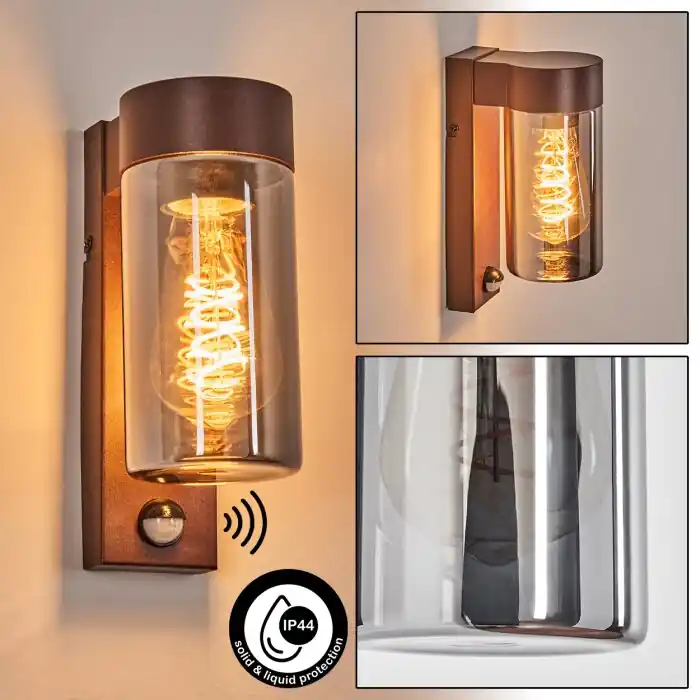 Laatste Versie Encoberta Buitenlicht, Wandlamp voor buiten Roest, 1-licht, Bewegingsmelder