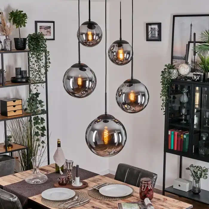 Gastor Hanglamp, Kogellampje 45 cm Zwart, 5-lichts Populair