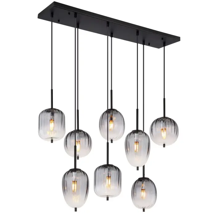 Populair Globo ATTILA Hanglamp Zwart, 8-lichts