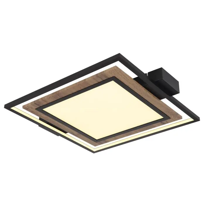 Nu Kopen Globo GABALDO Plafondlamp LED houtlook, Zwart, Wit, 1-licht