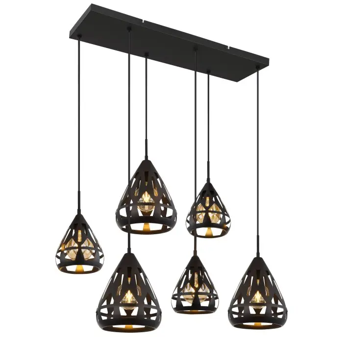 Gratis Retour Globo Hassan Hanglamp Zwart, 6-lichts