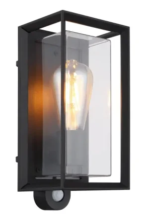 Globo Logana Buitenlicht Zwart, 1-licht, Bewegingsmelder Dagaanbieding