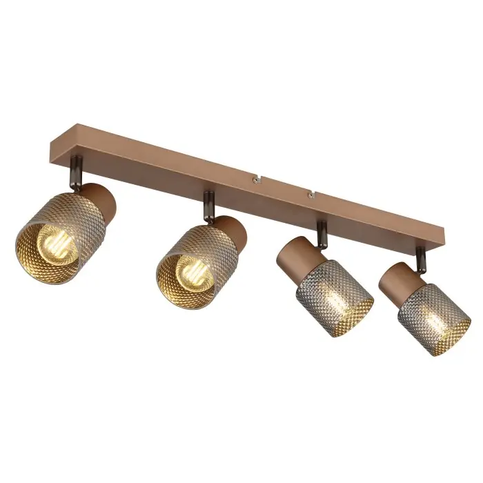 Op = Op Globo Satella Plafondlamp, Plafondspot, Wandlamp, Muurspot Bruin, Chroom, Zwart, 4-lichts