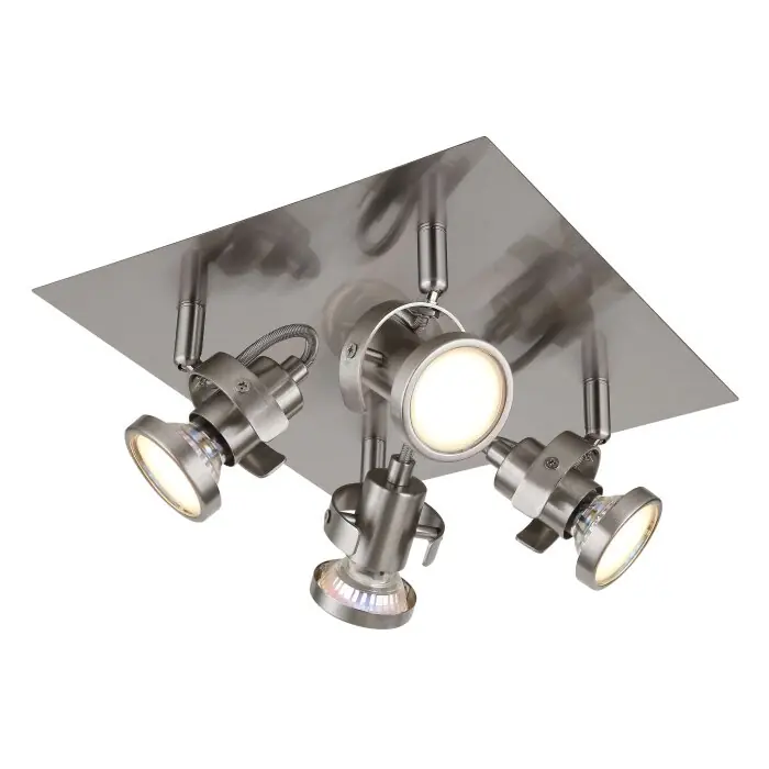 Globo Verpax Plafondlamp, Plafondspot, Wandlamp, Muurspot Nikkel mat, 4-lichts Fabrieksprijs