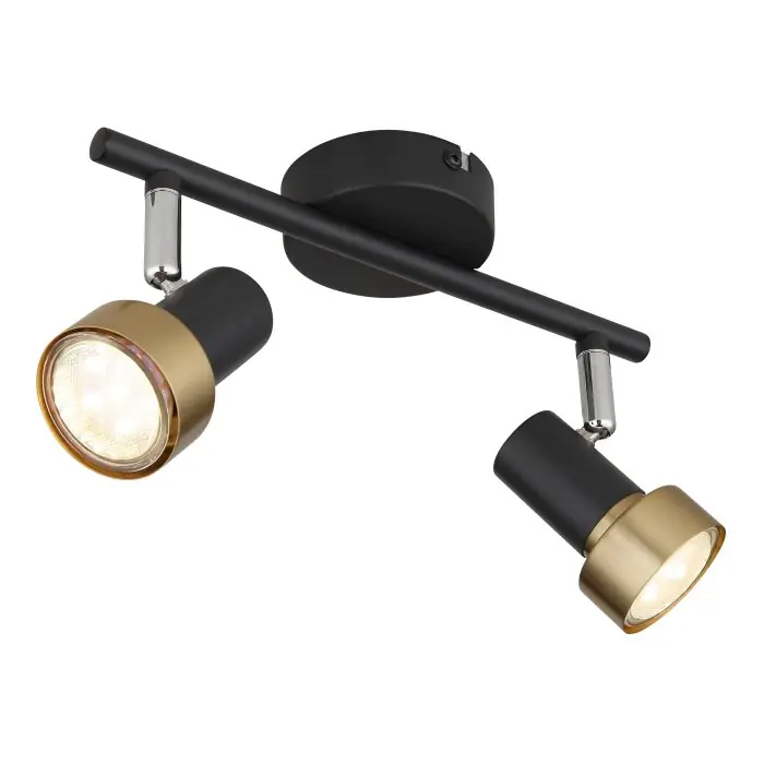 Globo Mason Plafondlamp, Plafondspot, Wandlamp, Muurspot Chroom, Zwart, 2-lichts Alleen Vandaag