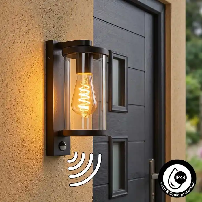 Op = Op Telhada Buitenlicht, Wandlamp voor buiten Zwart, 1-licht, Bewegingsmelder
