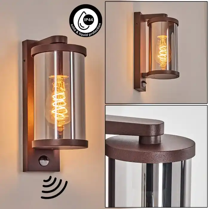 Bestel Nu Telhada Buitenlicht, Wandlamp voor buiten Roest, 1-licht, Bewegingsmelder