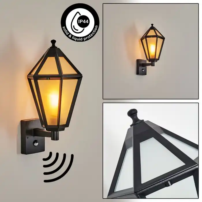 Laatste Versie Falfosa Wandlamp voor buiten Zwart, 1-licht, Bewegingsmelder