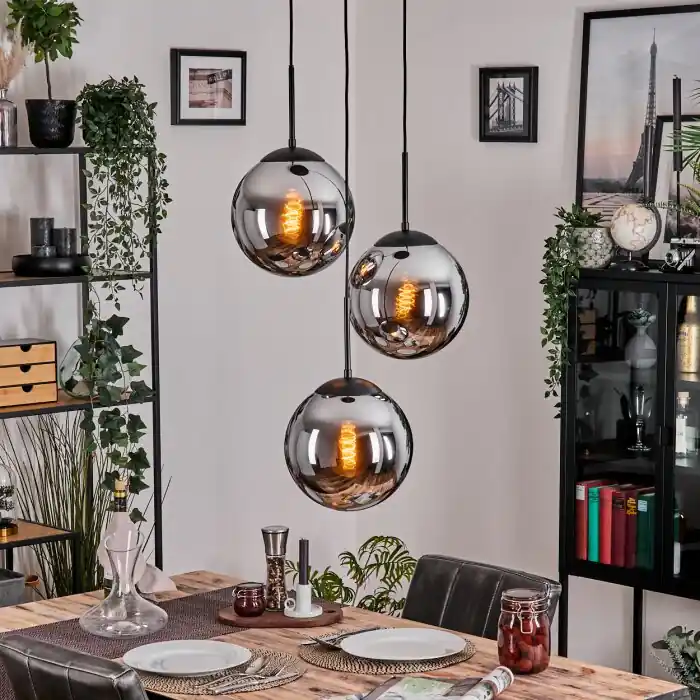 Meest Verkocht Gastor Hanglamp, Kogellampje 30 cm Chroom, Rookkleurig, 3-lichts