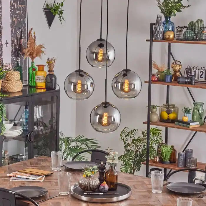 Koyoto Hanglamp, Kogellampje Duidelijk, Rookkleurig, 4-lichts Hete Deal