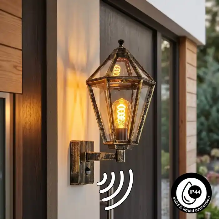 Falfosa Wandlamp voor buiten Goud, Zwart, 1-licht, Bewegingsmelder Shop Nu