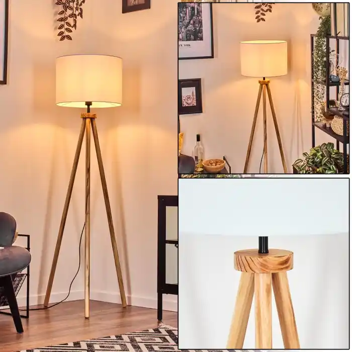 Populair Bassagoda Staande lamp Natuurlijke kleuren, Zwart, 1-licht