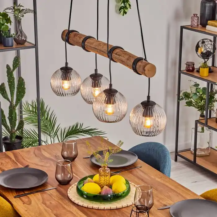 Koyoto Hanglamp, Kogellampje, Hanglamp Natuurlijke kleuren, Zwart, 4-lichts Favoriet