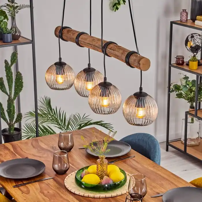 Flitsaanbieding Koyoto Hanglamp, Kogellampje, Hanglamp Natuurlijke kleuren, Zwart, 4-lichts
