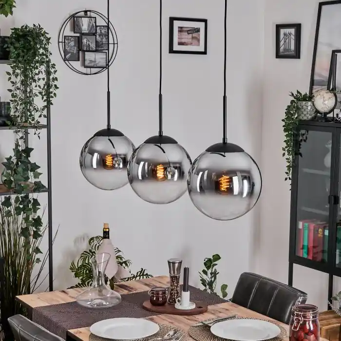 Gastor Hanglamp, Kogellampje, Hanglamp Chroom, Duidelijk, Rookkleurig, 3-lichts Betrouwbaar
